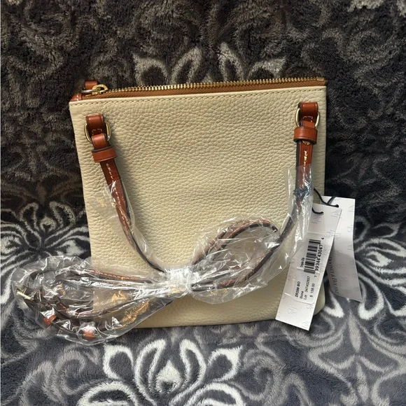Dooney & Bourke Cream Crossbody Bag with Leather Trim - Picture 2 of 4